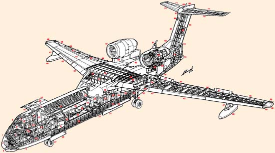 Компоновочная схема самолета БЕ-200 в спасательном варианте